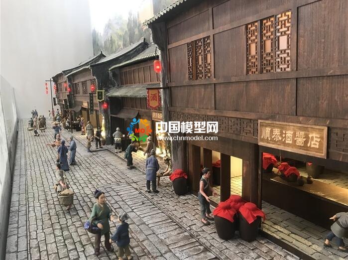 超逼真的場景微縮老街沙盤模型
