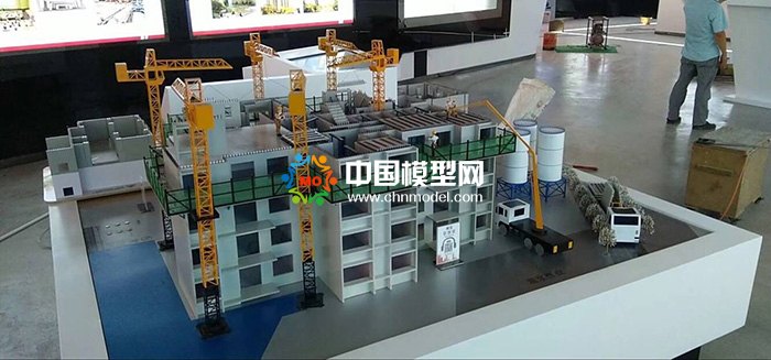 剪刀墻結構吊裝模型，PC構建生產線模型  