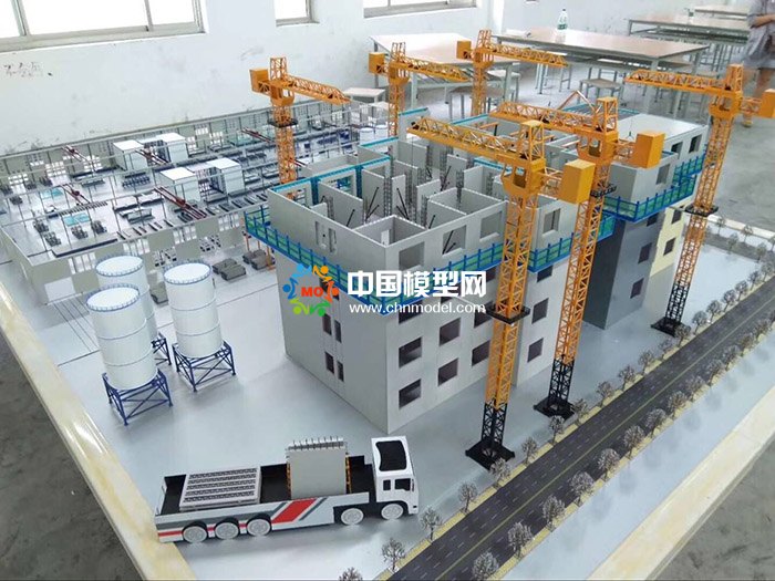 剪刀墻結構吊裝模型，PC構建生產線模型  