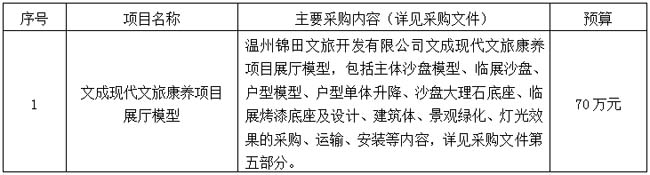 文成現代文旅康養項目展廳模型項目采購公告