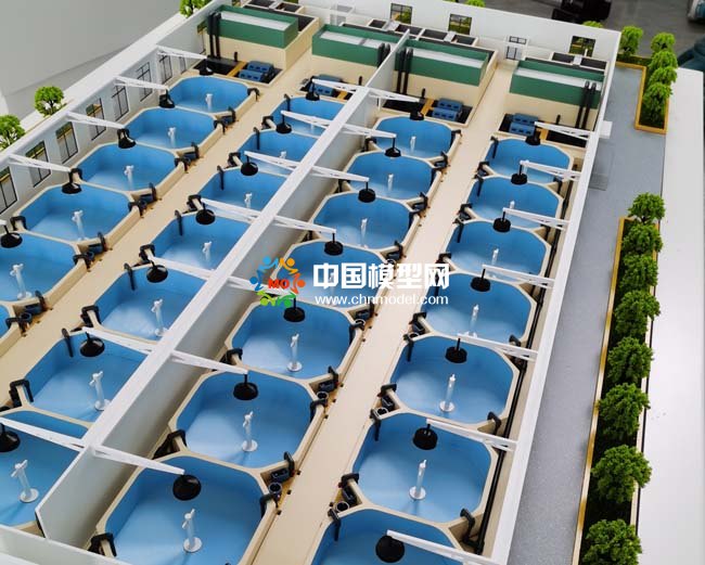 池塘膜箱循環水生態自凈養殖系統沙盤模型